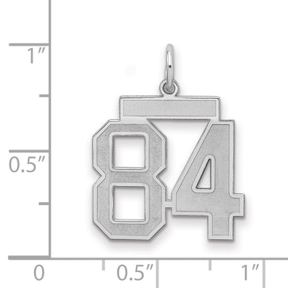 Sterling Silver Silver/Rhodium-Plated Satin Number 84 Charm
