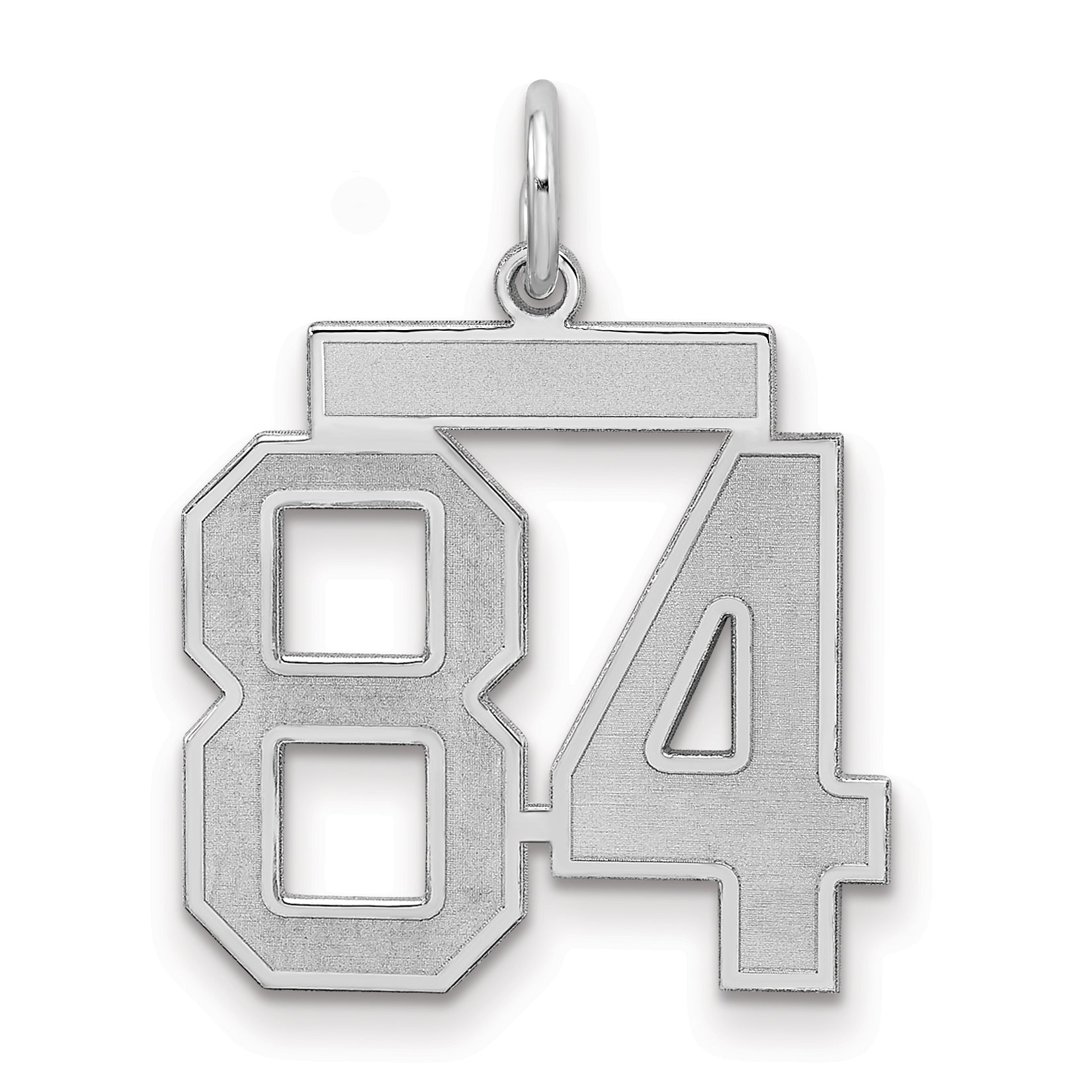Sterling Silver Silver/Rhodium-Plated Satin Number 84 Charm