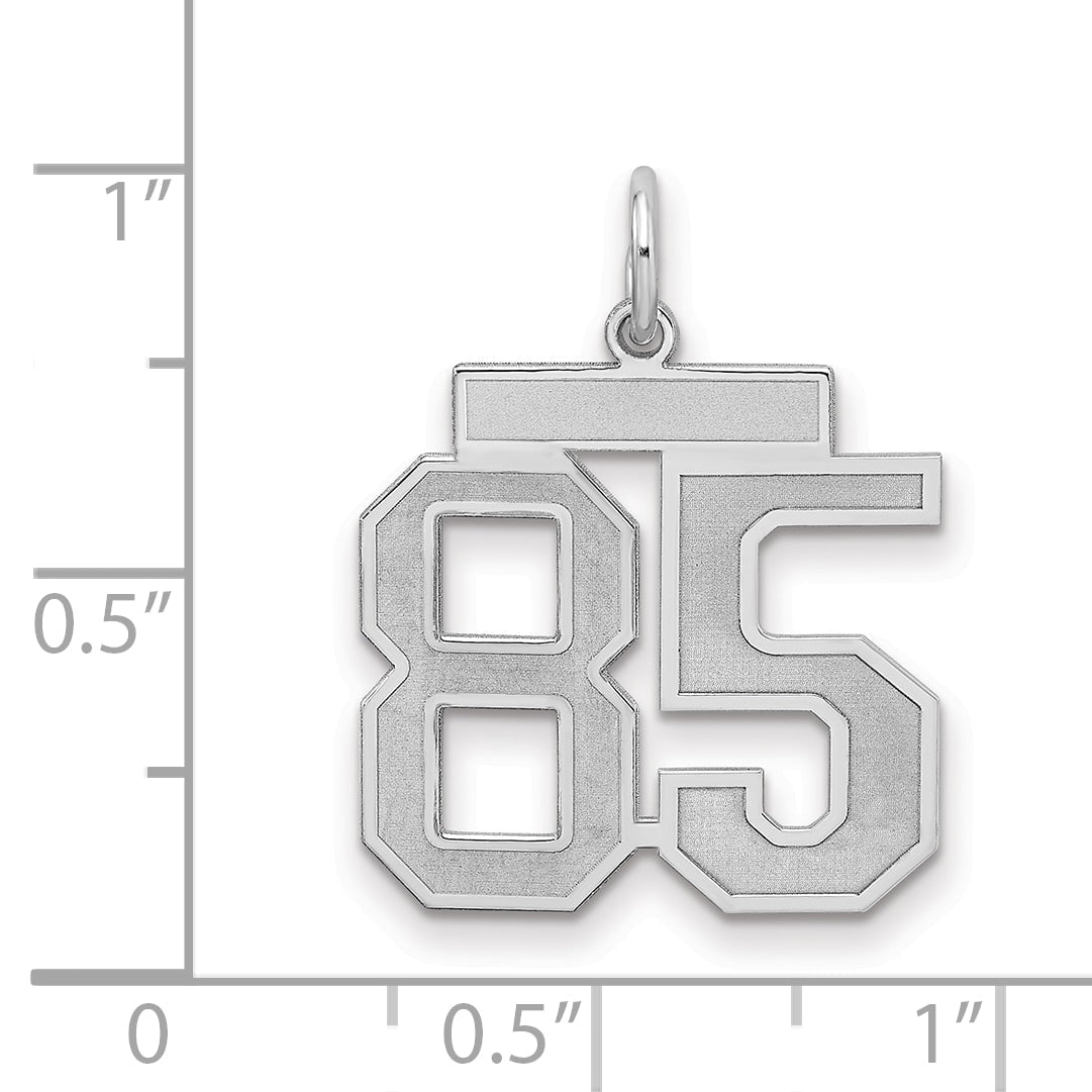 Sterling Silver Silver/Rhodium-Plated Satin Number 85 Charm