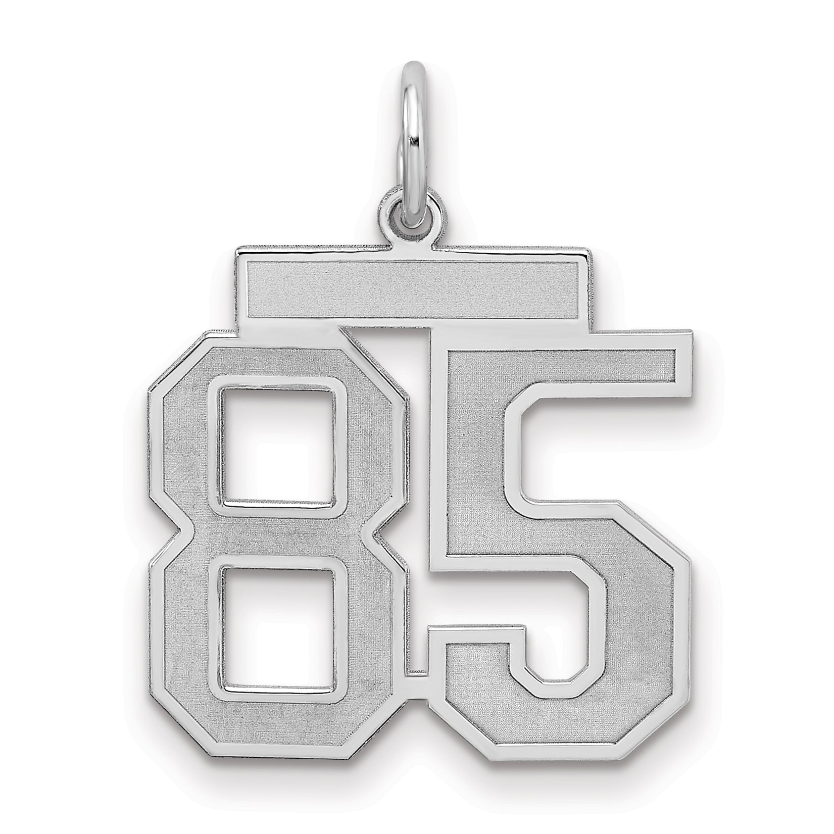 Sterling Silver Silver/Rhodium-Plated Satin Number 85 Charm