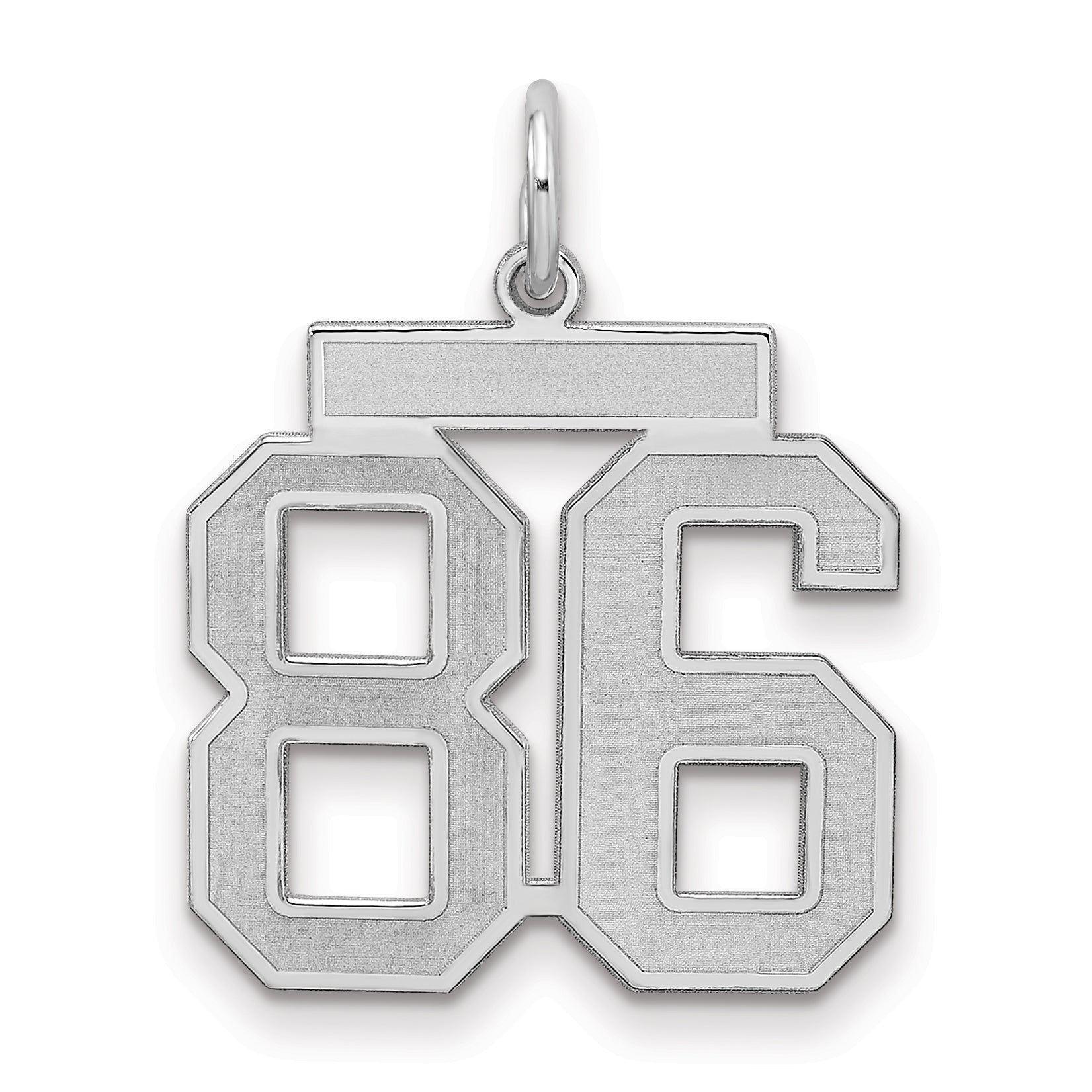 Sterling Silver Silver/Rhodium-Plated Satin Number 86 Charm