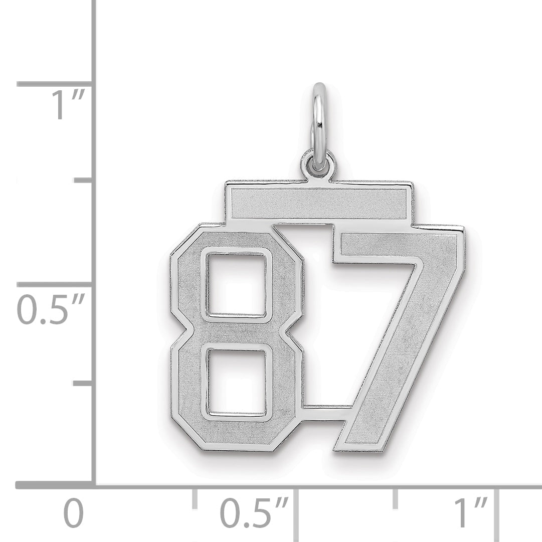 Sterling Silver Silver/Rhodium-Plated Satin Number 87 Charm