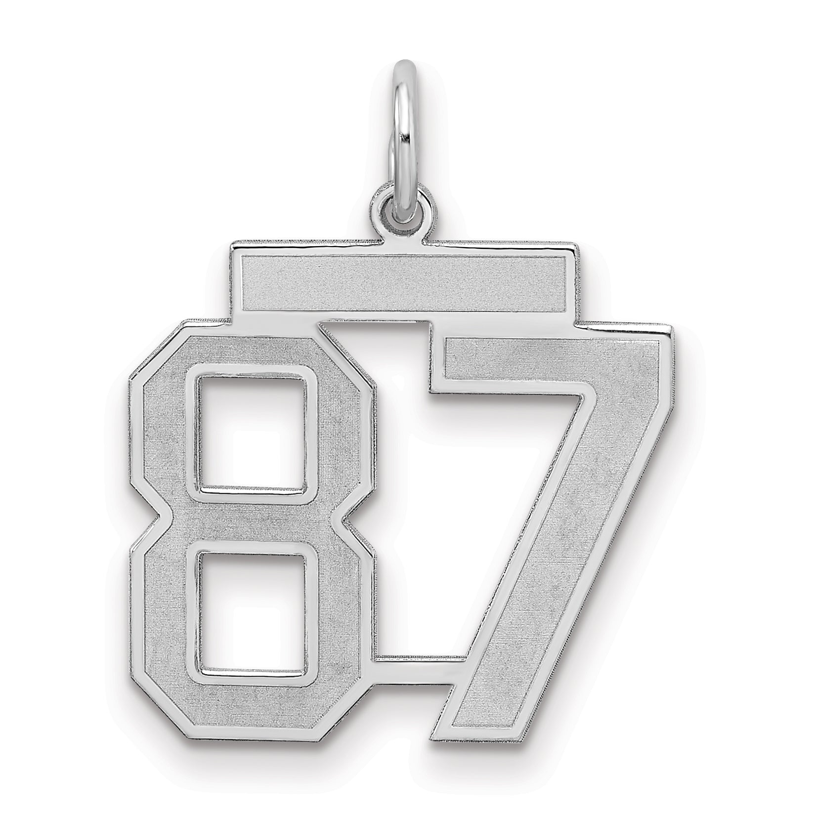 Sterling Silver Silver/Rhodium-Plated Satin Number 87 Charm