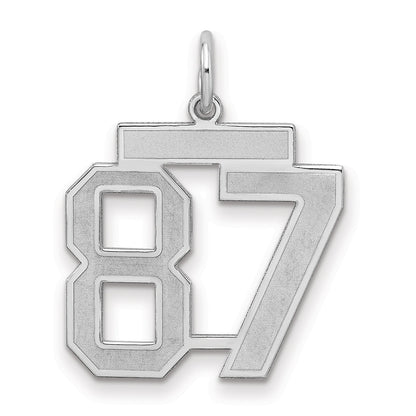 Sterling Silver Silver/Rhodium-Plated Satin Number 87 Charm