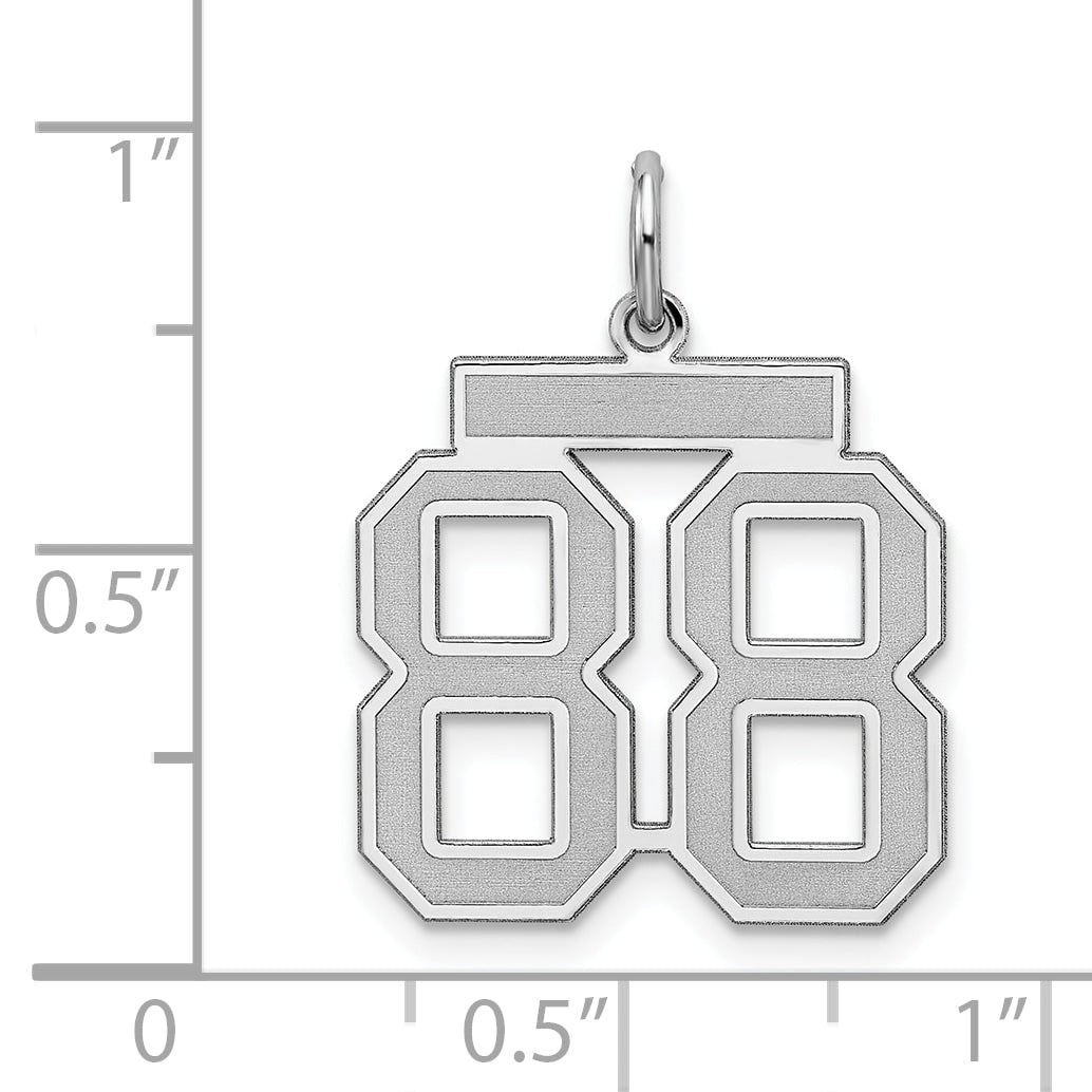 Sterling Silver Silver/Rhodium-Plated Satin Number 88 Charm