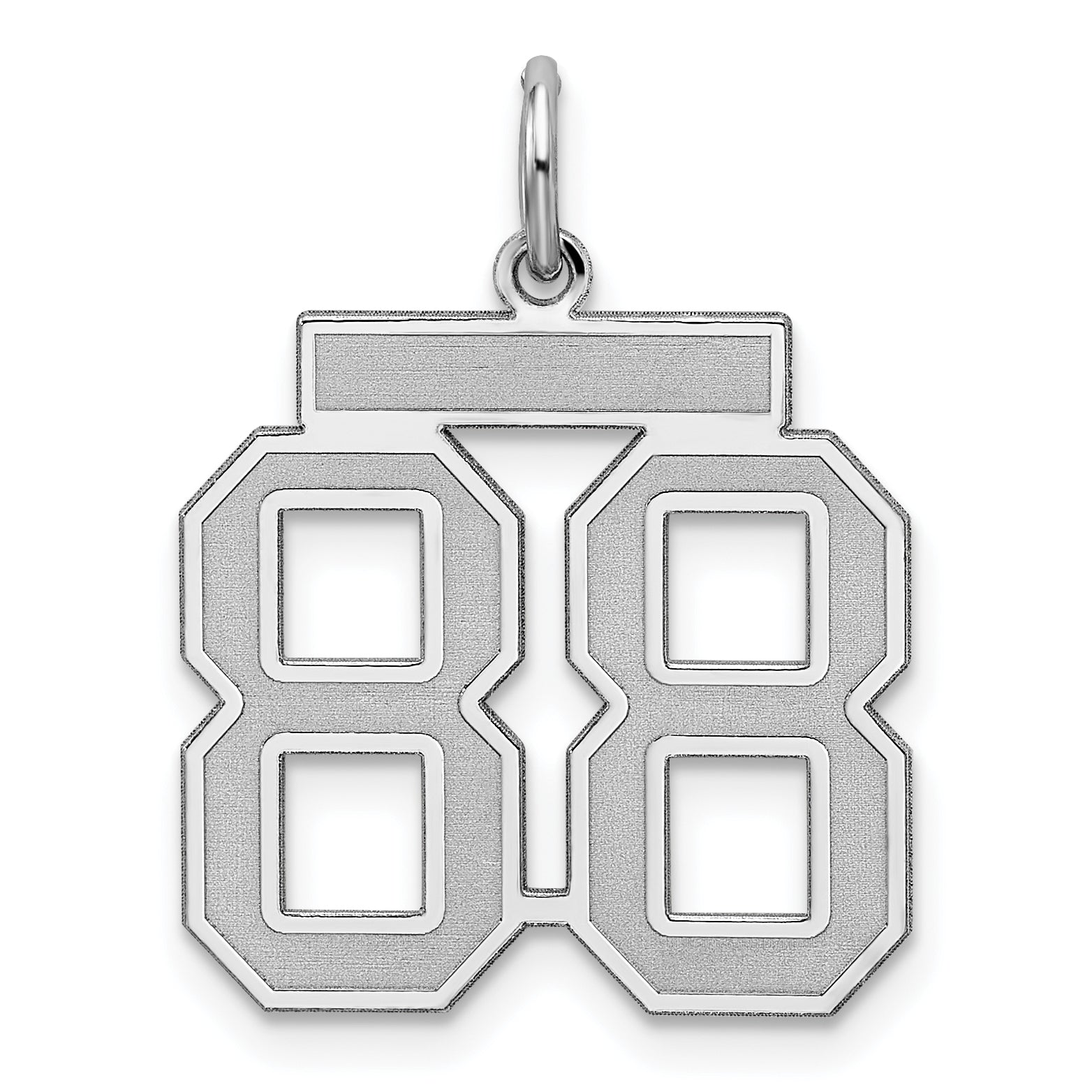 Sterling Silver Silver/Rhodium-Plated Satin Number 88 Charm