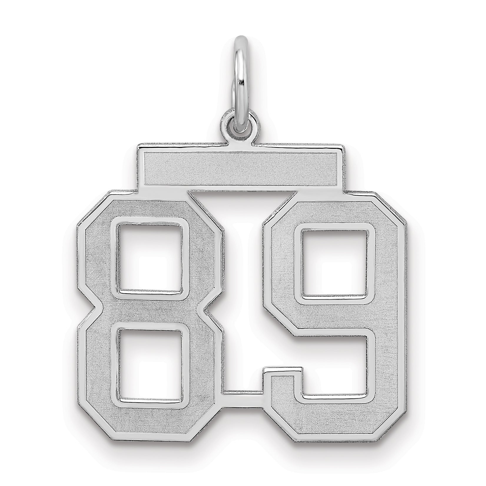 Sterling Silver Silver/Rhodium-Plated Satin Number 89 Charm