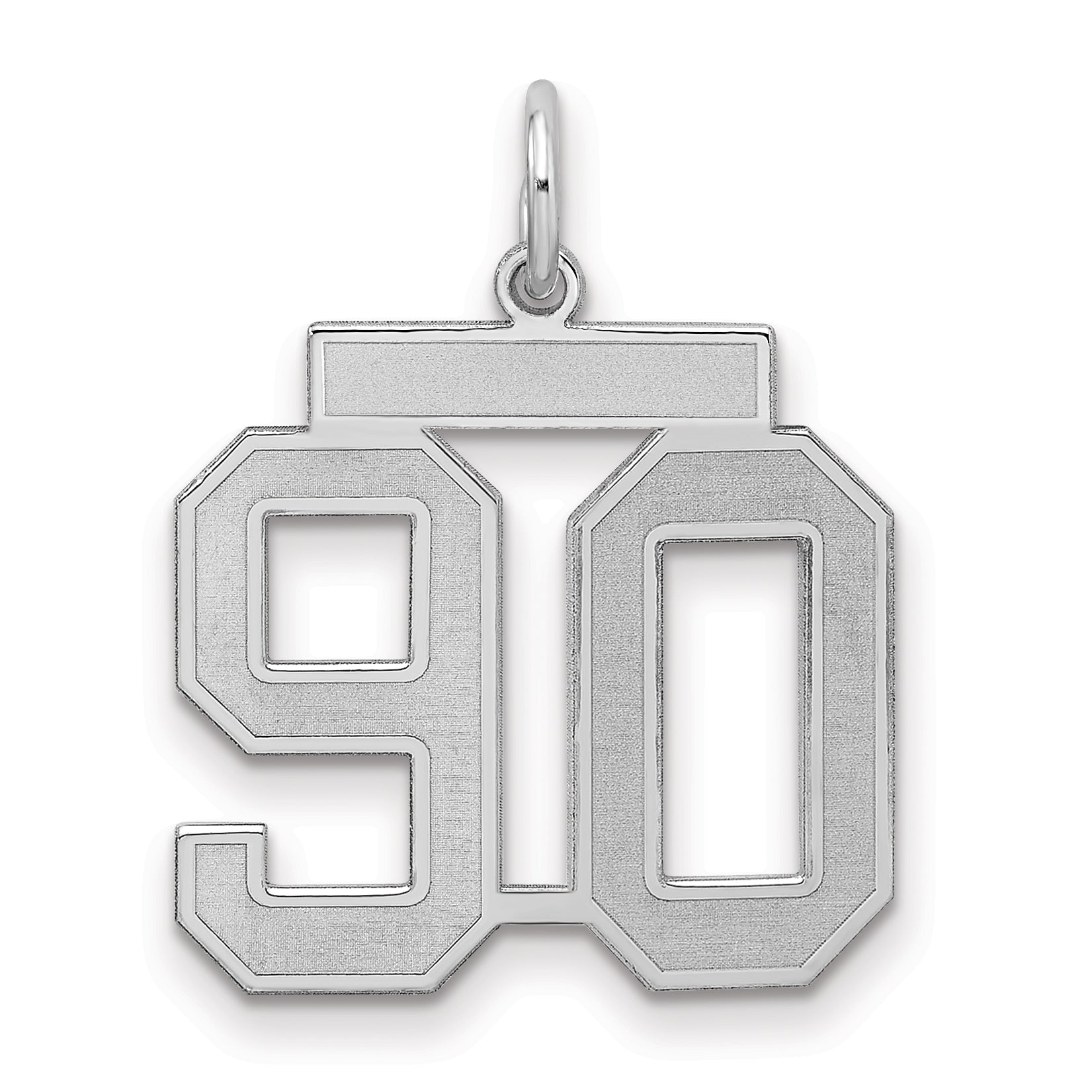 Sterling Silver Silver/Rhodium-Plated Satin Number 90 Charm
