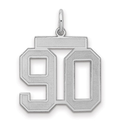 Sterling Silver Silver/Rhodium-Plated Satin Number 90 Charm