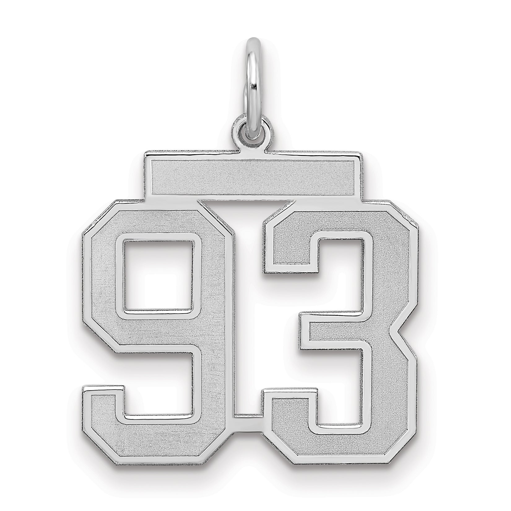 Sterling Silver Silver/Rhodium-Plated Satin Number 93 Charm