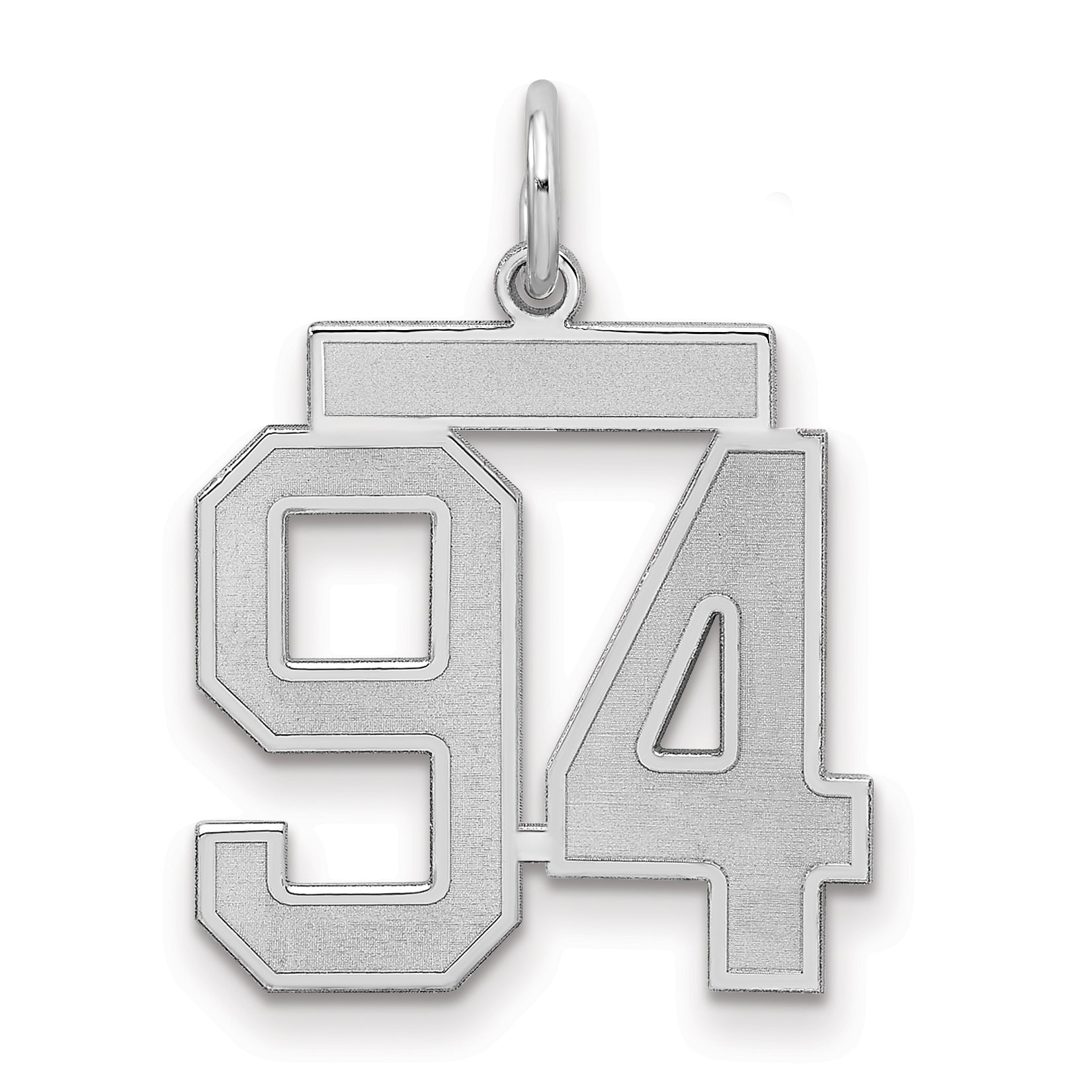 Sterling Silver Silver/Rhodium-Plated Satin Number 94 Charm