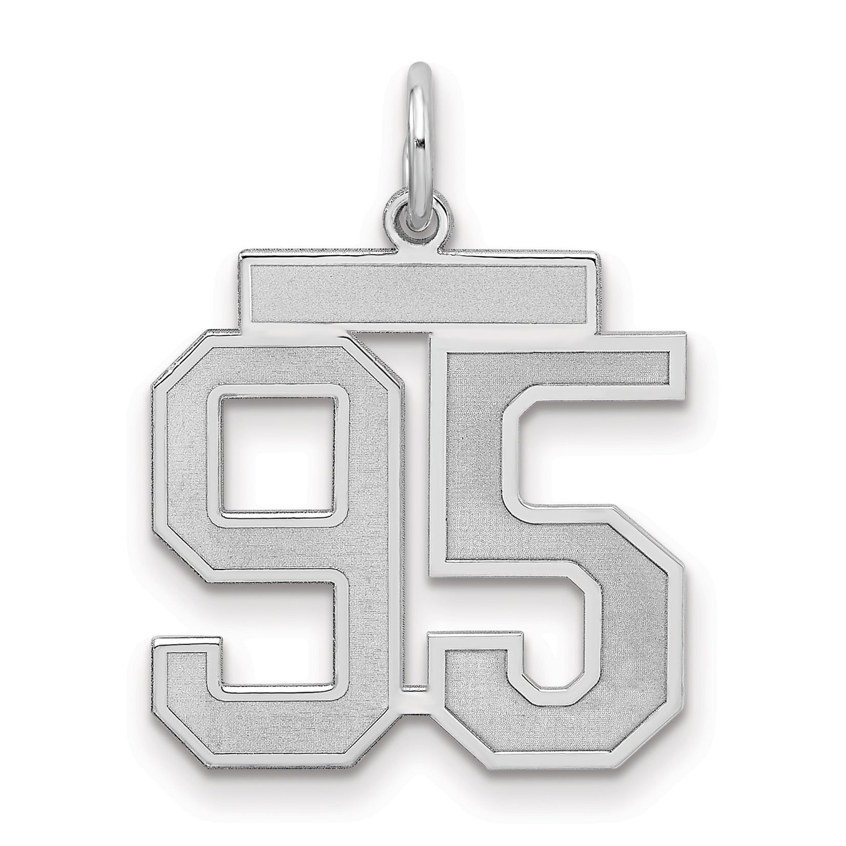 Sterling Silver Silver/Rhodium-Plated Satin Number 95 Charm
