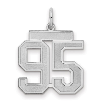 Sterling Silver Silver/Rhodium-Plated Satin Number 95 Charm