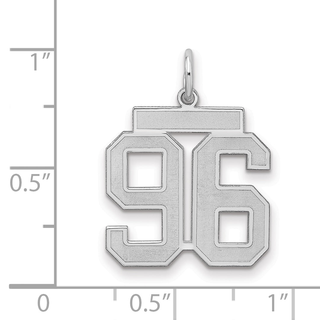 Sterling Silver Silver/Rhodium-Plated Satin Number 96 Charm