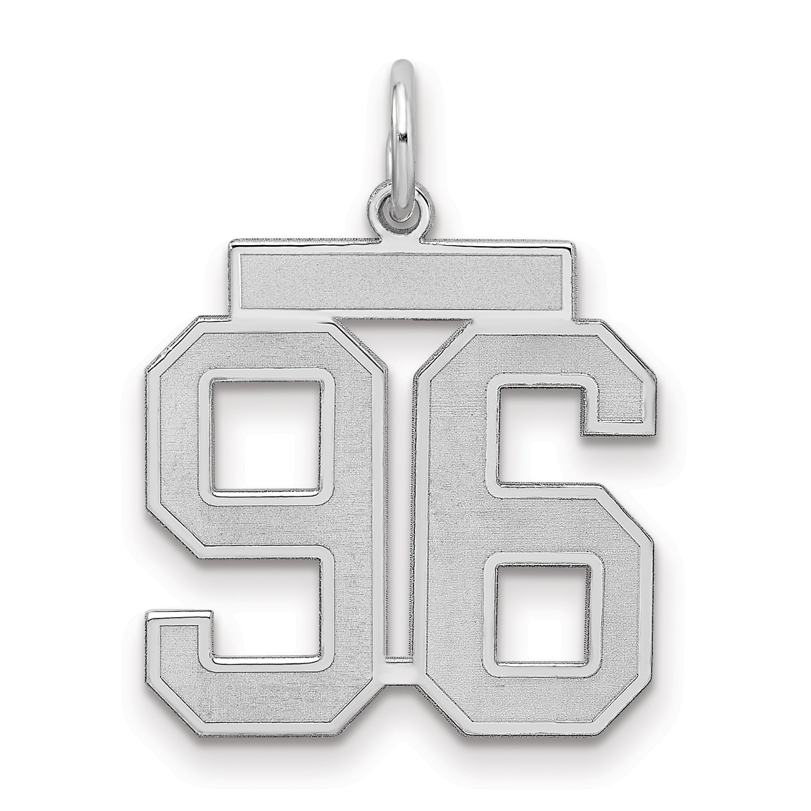 Sterling Silver Silver/Rhodium-Plated Satin Number 96 Charm