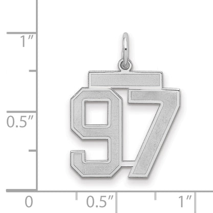 Sterling Silver Silver/Rhodium-Plated Satin Number 97 Charm