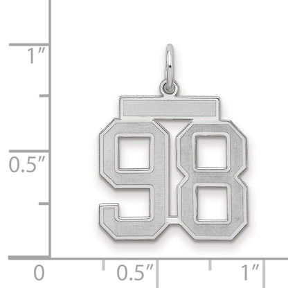 Sterling Silver Silver/Rhodium-Plated Satin Number 98 Charm