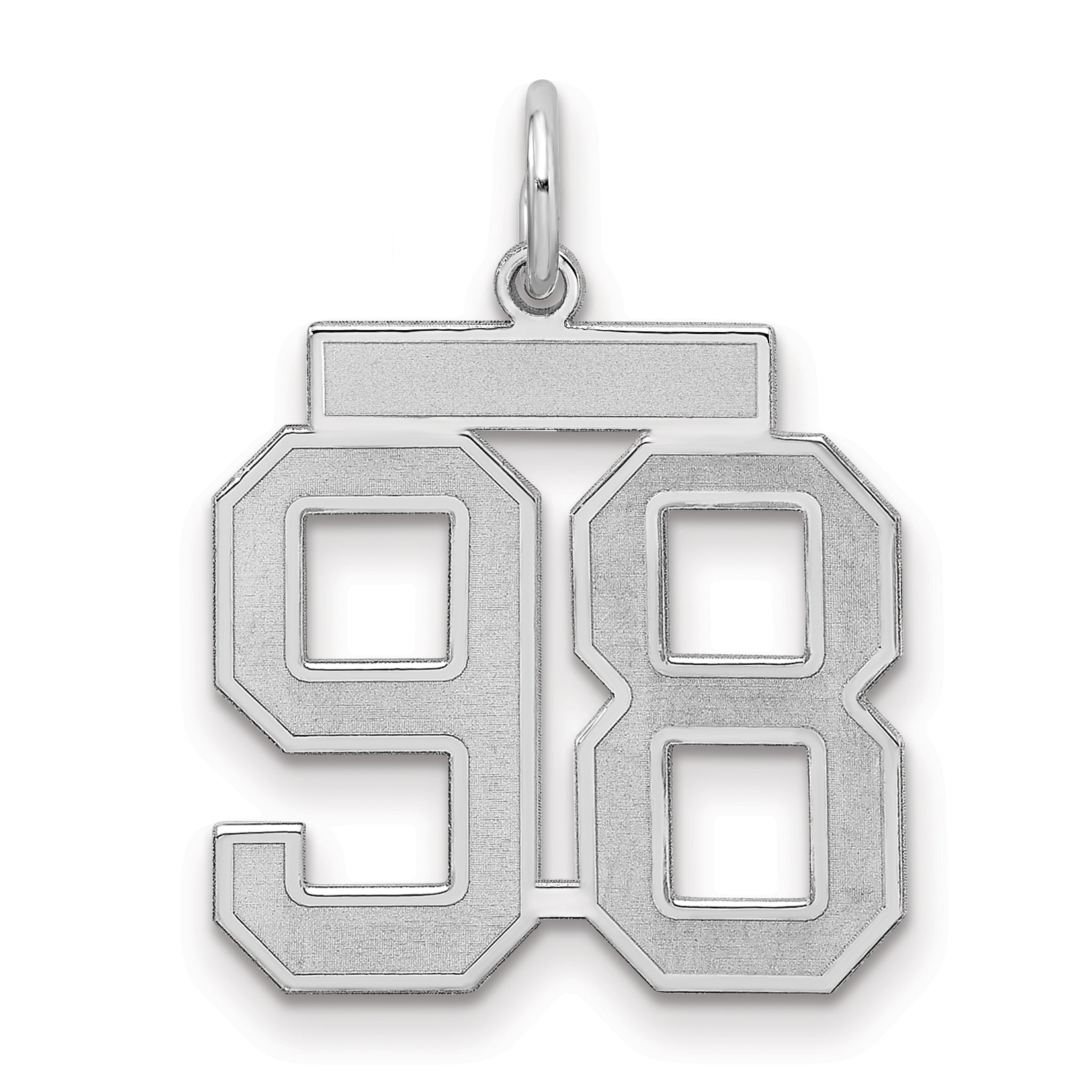 Sterling Silver Silver/Rhodium-Plated Satin Number 98 Charm