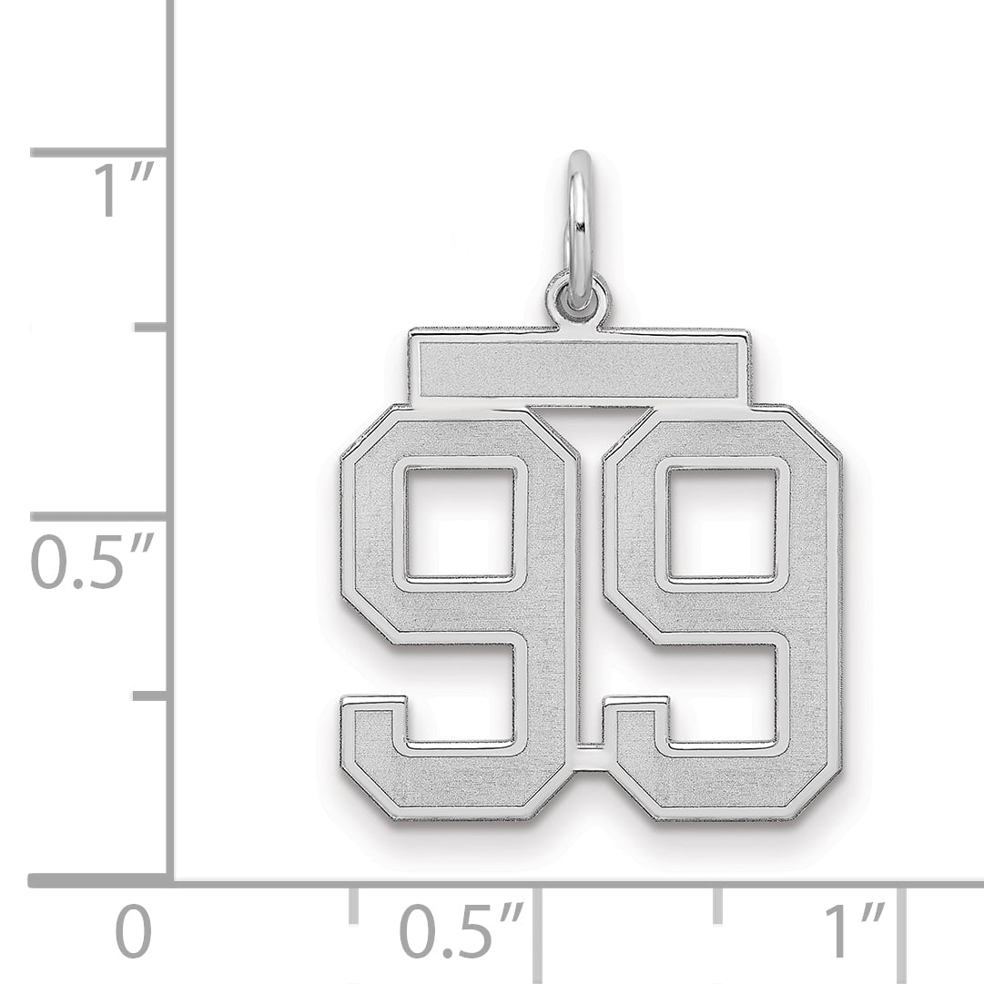 Sterling Silver Silver/Rhodium-Plated Satin Number 99 Charm