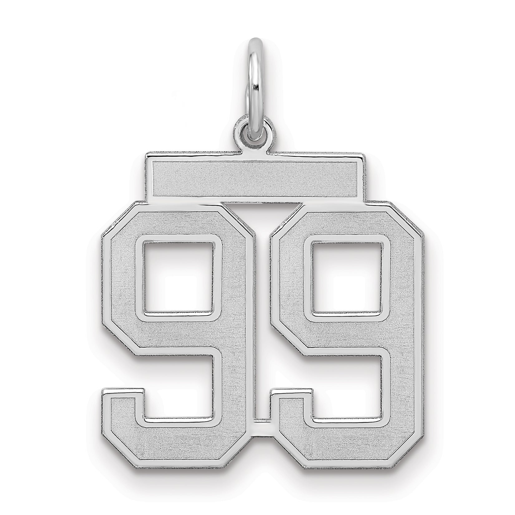 Sterling Silver Silver/Rhodium-Plated Satin Number 99 Charm