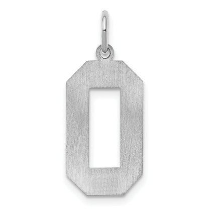 Sterling Silver Silver/Rhodium-Plated Satin Number 0 Charm