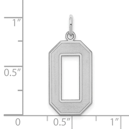 Sterling Silver Silver/Rhodium-Plated Satin Number 0 Charm