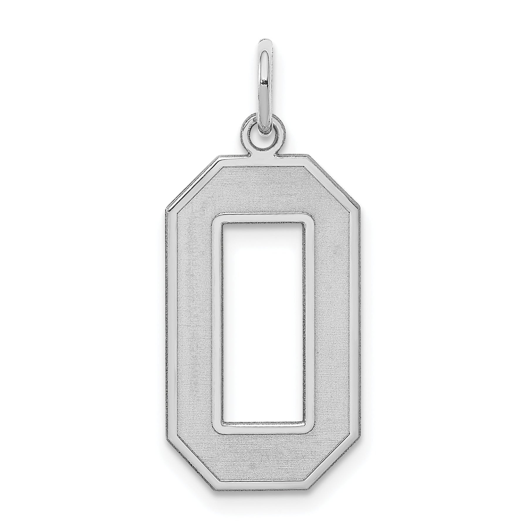 Sterling Silver Silver/Rhodium-Plated Satin Number 0 Charm