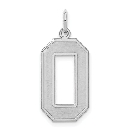 Sterling Silver Silver/Rhodium-Plated Satin Number 0 Charm