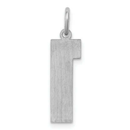 Sterling Silver Silver/Rhodium-Plated Satin Number 1 Charm