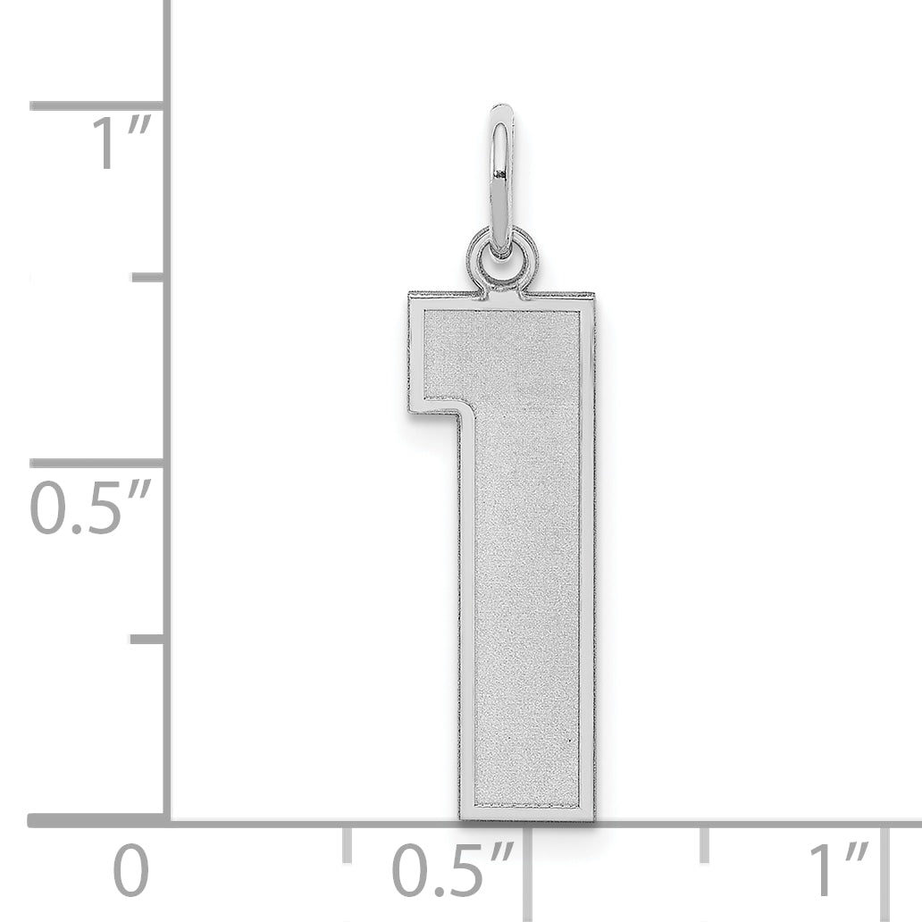 Sterling Silver Silver/Rhodium-Plated Satin Number 1 Charm