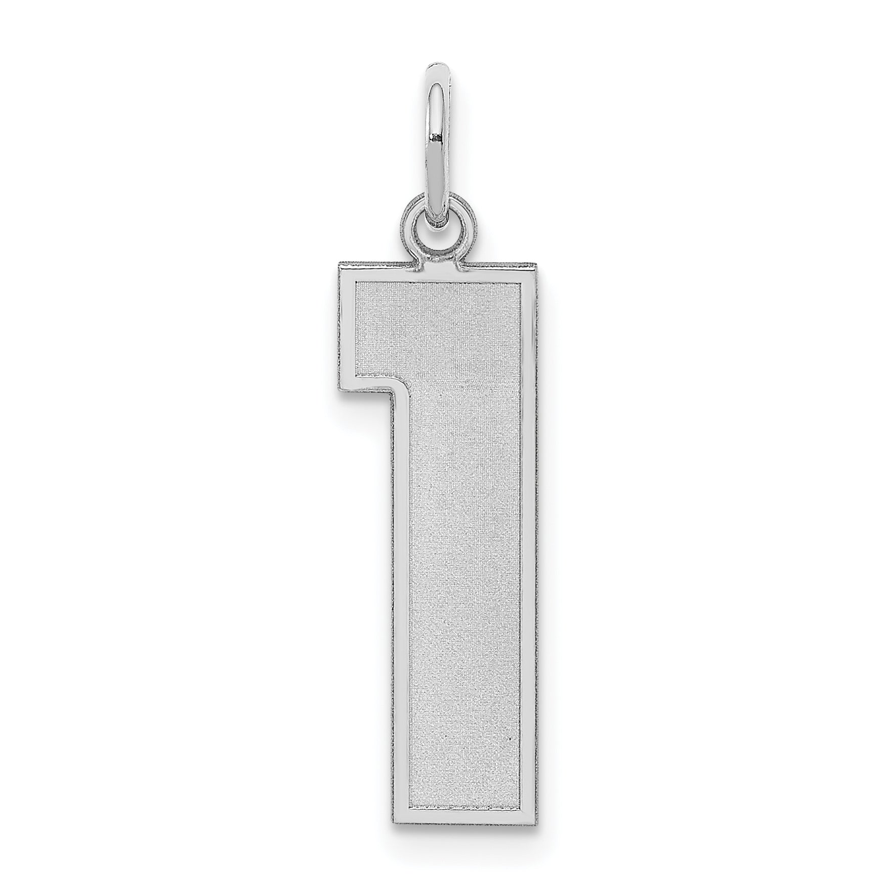 Sterling Silver Silver/Rhodium-Plated Satin Number 1 Charm