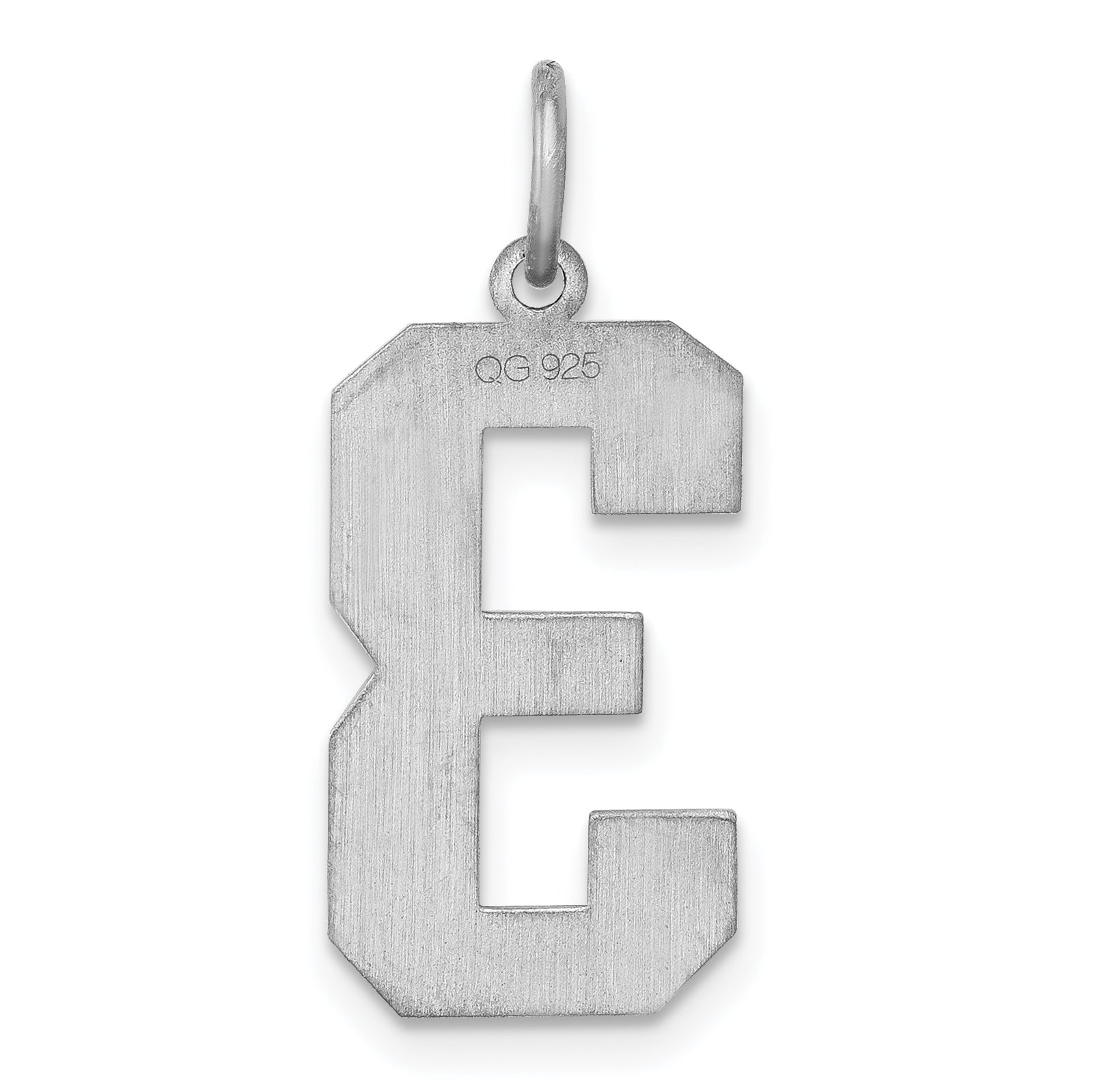 Sterling Silver Silver/Rhodium-Plated Satin Number 3 Charm
