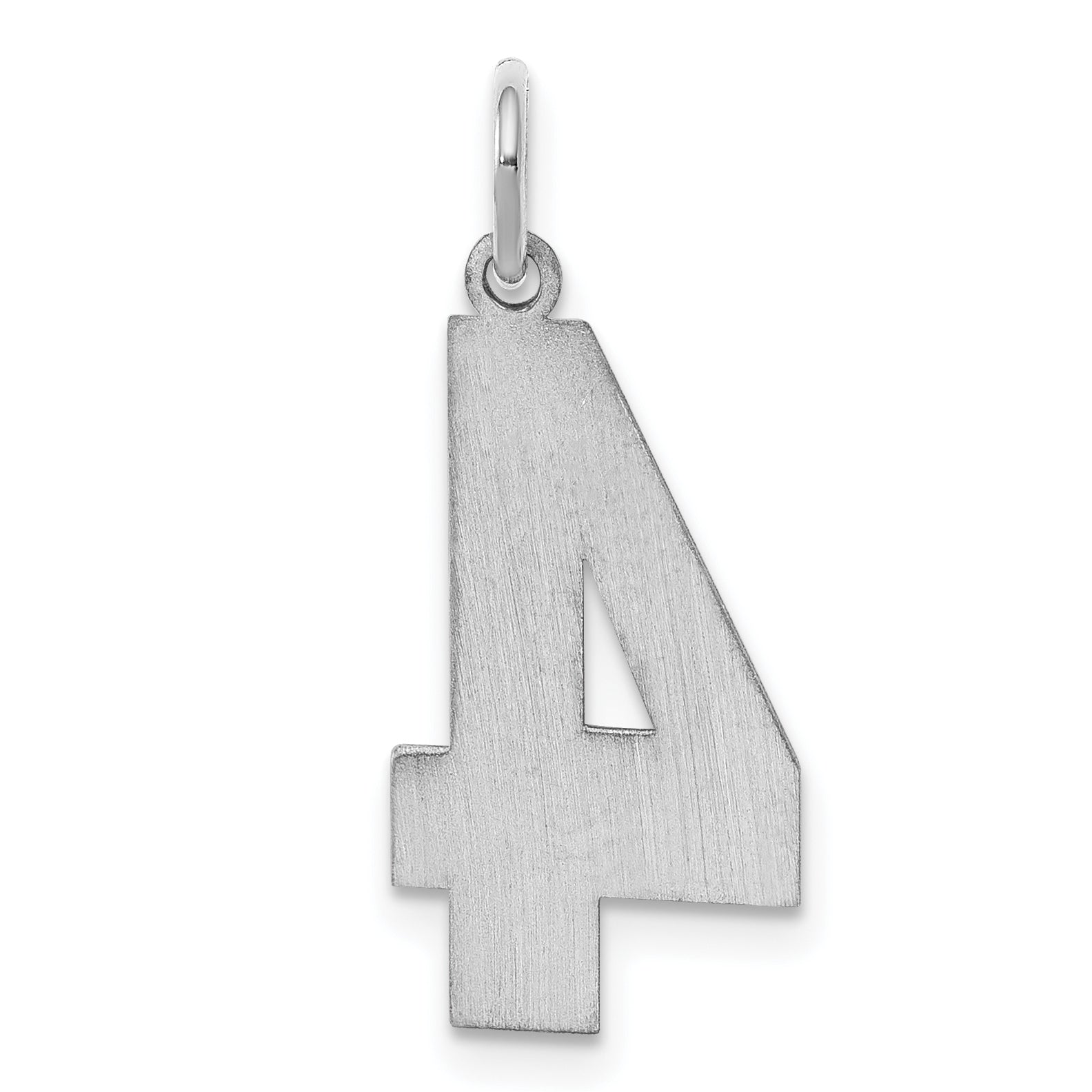 Sterling Silver Silver/Rhodium-Plated Satin Number 4 Charm
