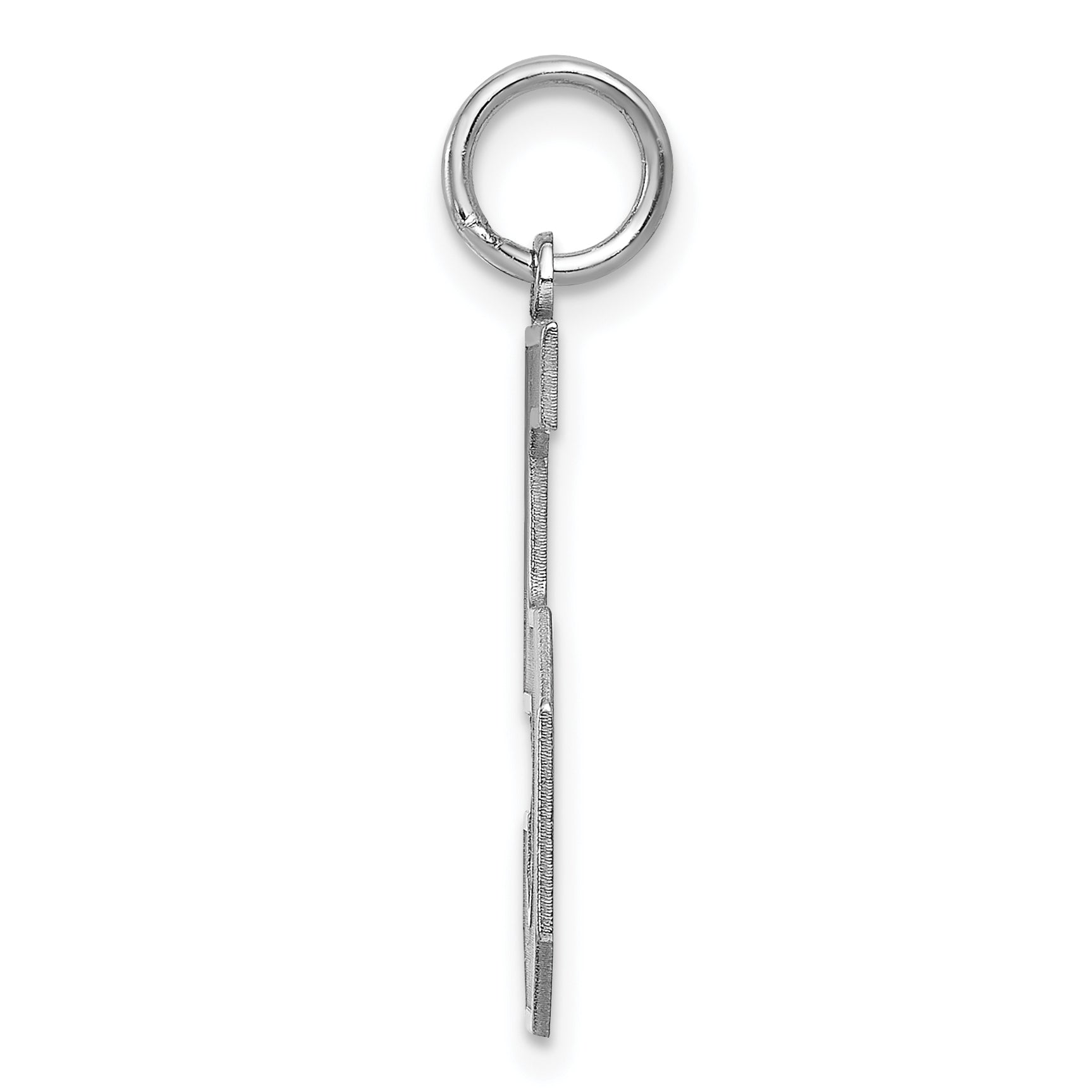 Sterling Silver Silver/Rhodium-Plated Satin Number 5 Charm