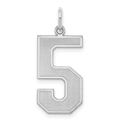 Sterling Silver Silver/Rhodium-Plated Satin Number 5 Charm