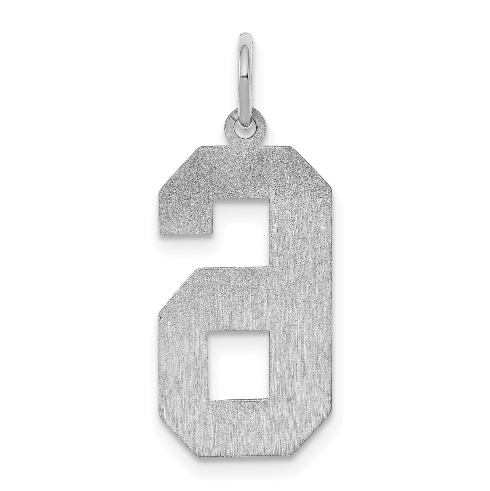 Sterling Silver Silver/Rhodium-Plated Satin Number 6 Charm