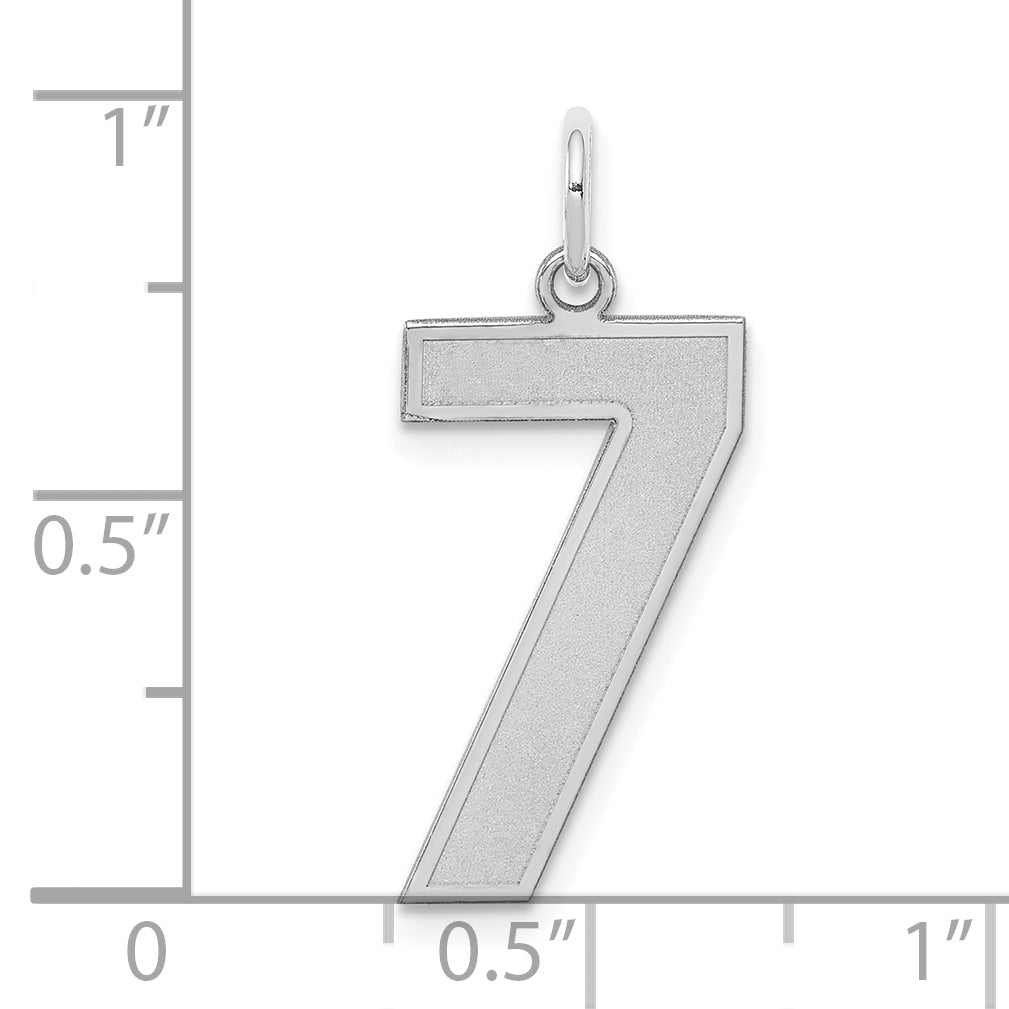 Sterling Silver Silver/Rhodium-Plated Satin Number 7 Charm