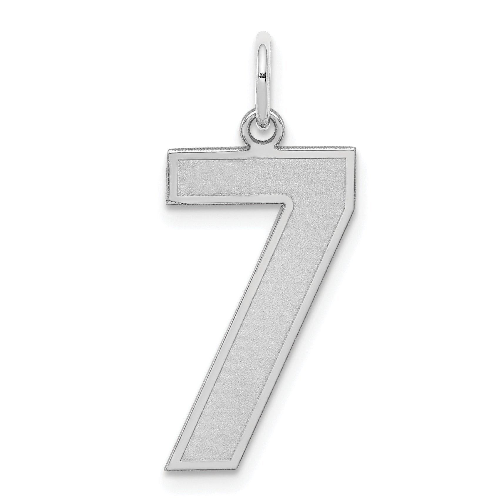 Sterling Silver Silver/Rhodium-Plated Satin Number 7 Charm