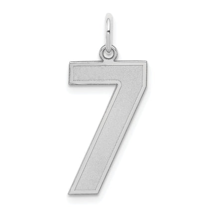 Sterling Silver Silver/Rhodium-Plated Satin Number 7 Charm