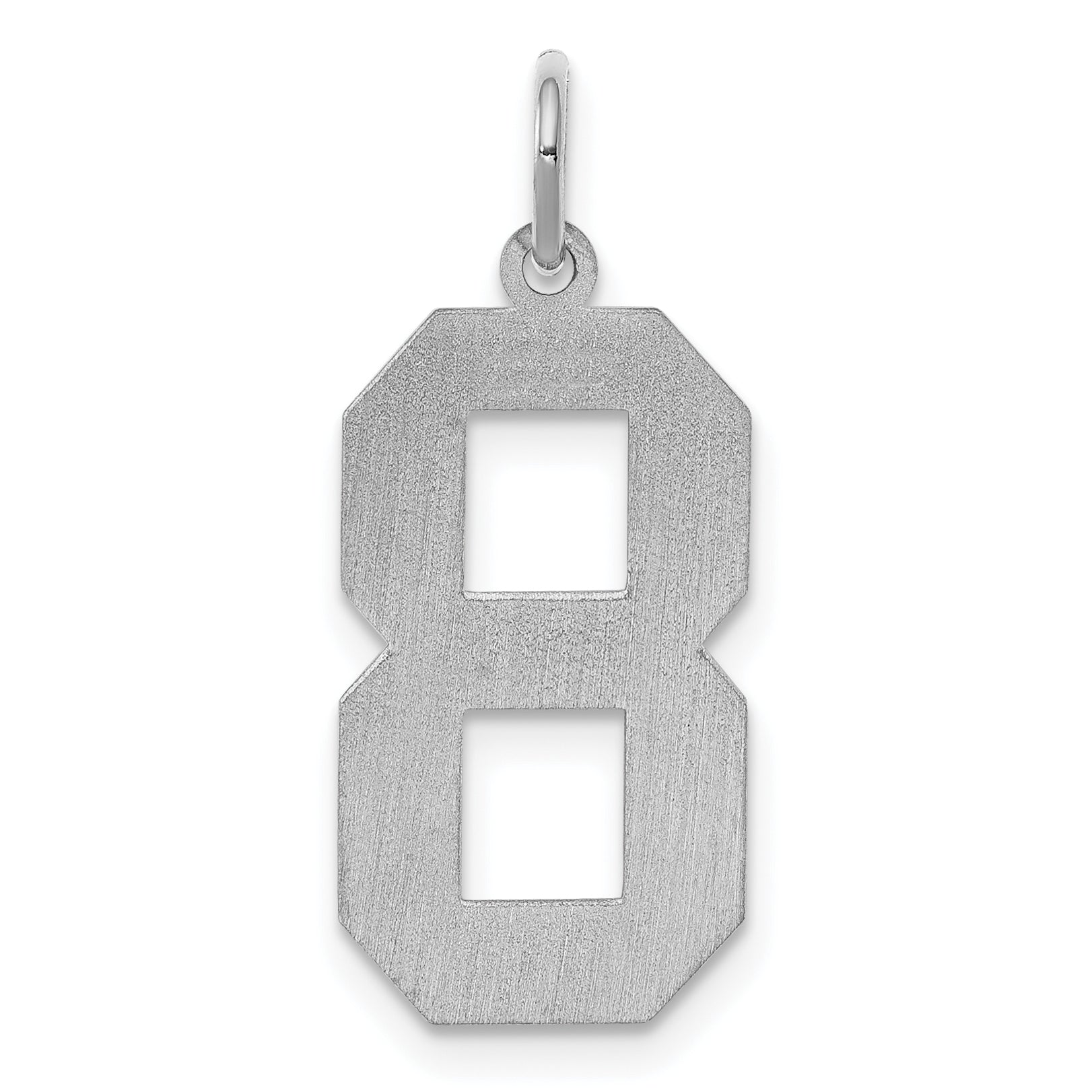 Sterling Silver Silver/Rhodium-Plated Satin Number 8 Charm
