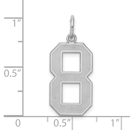 Sterling Silver Silver/Rhodium-Plated Satin Number 8 Charm