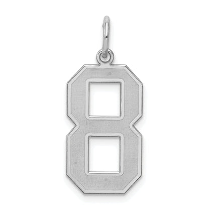 Sterling Silver Silver/Rhodium-Plated Satin Number 8 Charm