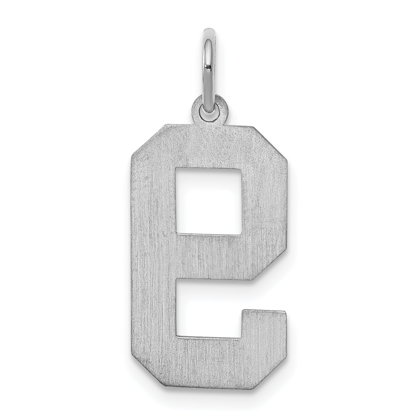 Sterling Silver Silver/Rhodium-Plated Satin Number 9 Charm