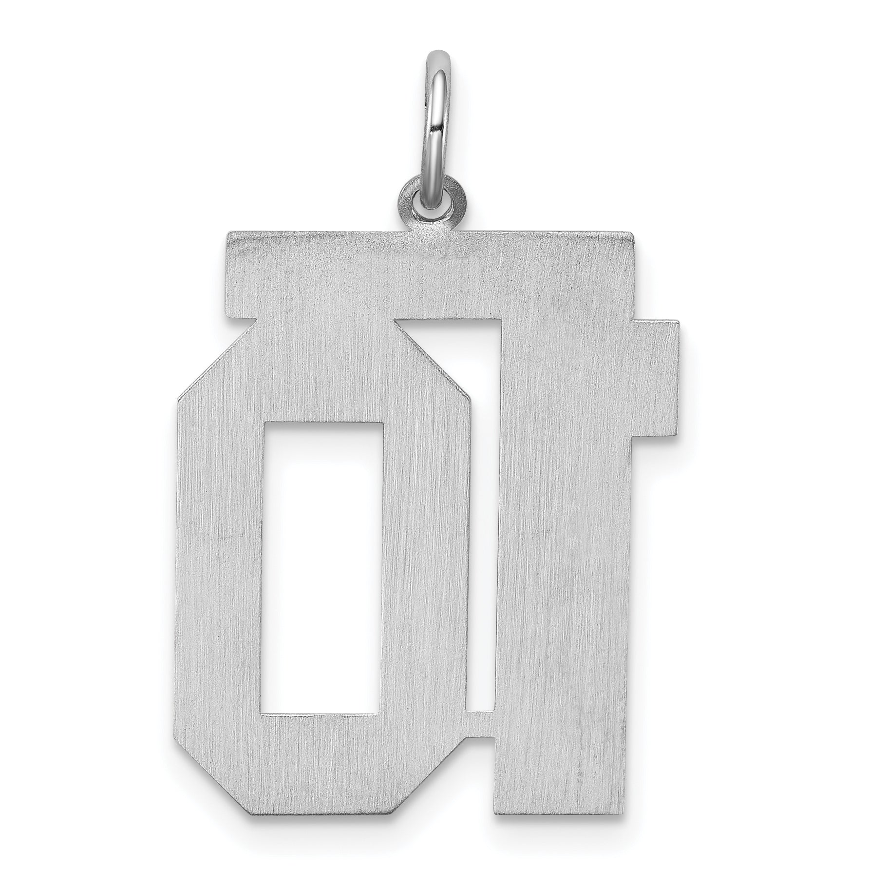 Sterling Silver Silver/Rhodium-Plated Satin Number 10 Charm