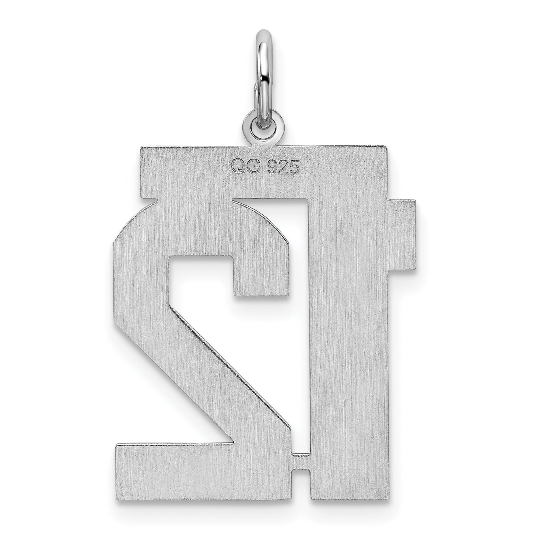 Sterling Silver Silver/Rhodium-Plated Satin Number 12 Charm