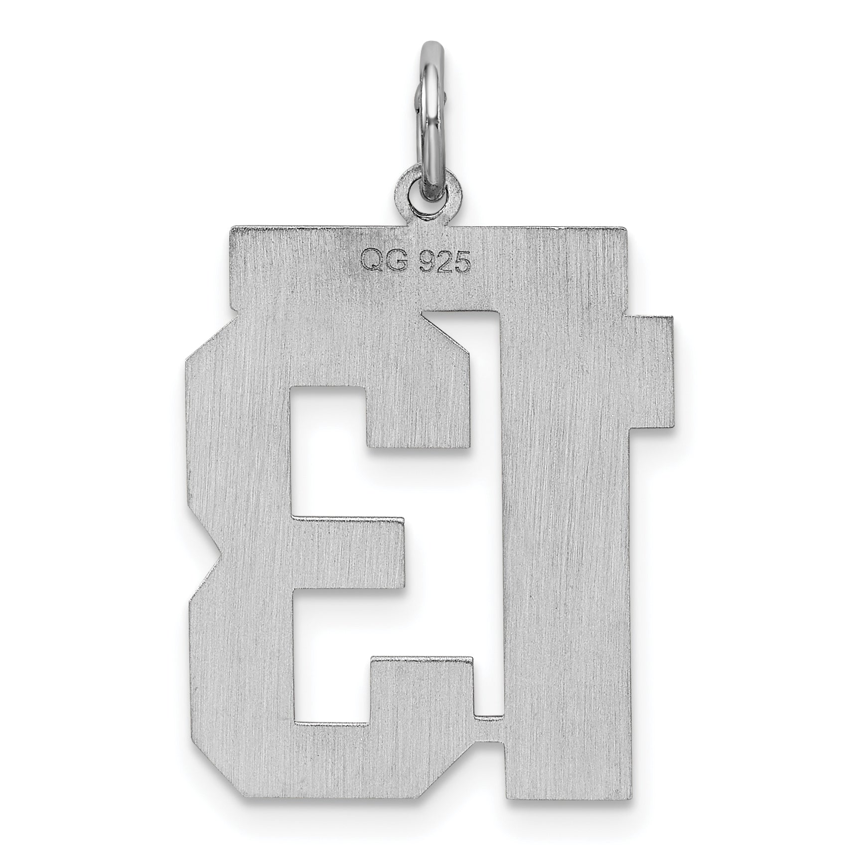 Sterling Silver Silver/Rhodium-Plated Satin Number 13 Charm