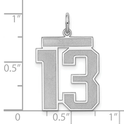 Sterling Silver Silver/Rhodium-Plated Satin Number 13 Charm