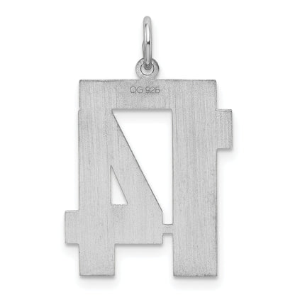 Sterling Silver Silver/Rhodium-Plated Satin Number 14 Charm