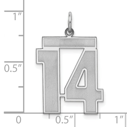 Sterling Silver Silver/Rhodium-Plated Satin Number 14 Charm