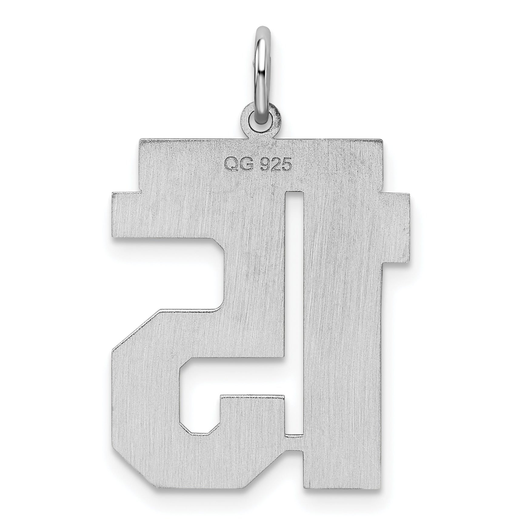 Sterling Silver Silver/Rhodium-Plated Satin Number 15 Charm